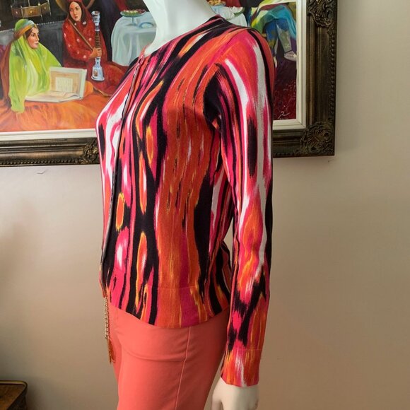 Jones New York Sport Multicolor Women's Button Down Crew Neck Shirt - Picture 3 of 9